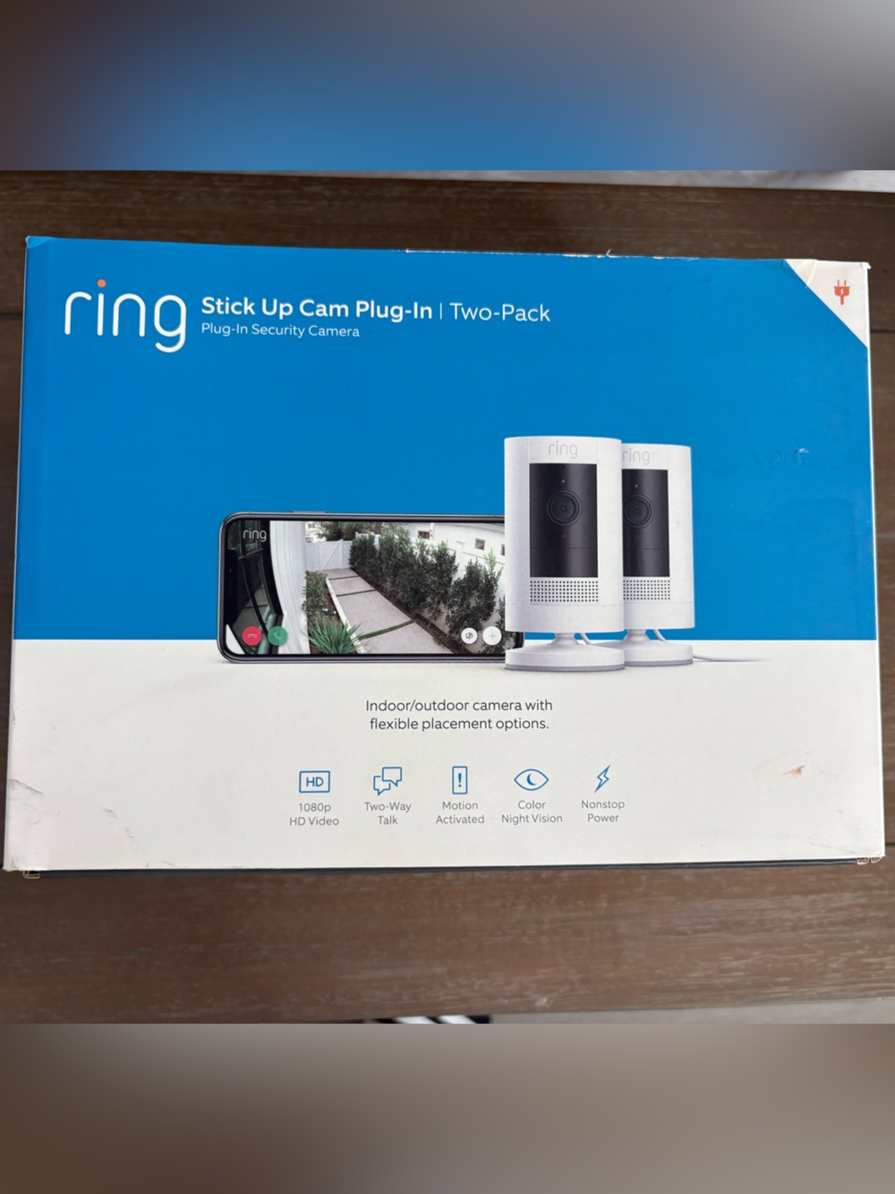 Ring Stick Up Cam Plug-In Two-Pack - White and Black